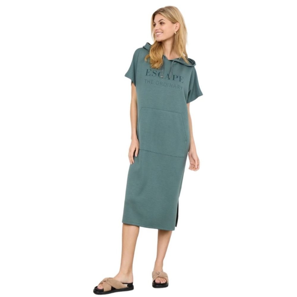 NWT SOYA CONCEPT BANU ''Escape The Ordinary'' Shadow Green Sweatshirt Dress - Picture 1 of 6